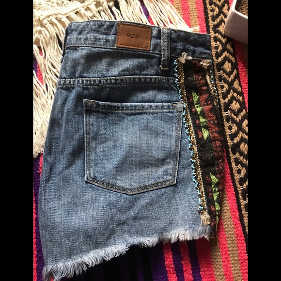 BDG Tribal Beaded Studded Destroyed Cut-Off Shorts - Picture 4 of 8